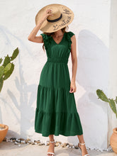 Load image into Gallery viewer, Tiered Ruffled V-Neck Cap Sleeve Dress