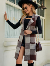Load image into Gallery viewer, Plaid Lapel Collar Sleeveless Cardigan