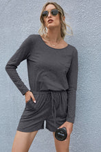 Load image into Gallery viewer, Drawstring Waist Long Sleeve Romper