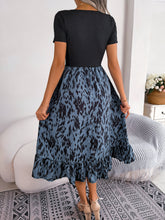 Load image into Gallery viewer, Printed Round Neck Ruffle Hem Dress