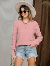 Load image into Gallery viewer, Openwork Round Neck Raglan Sleeve Sweater