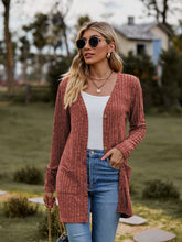 Load image into Gallery viewer, Ribbed Button-UP Cardigan with Pockets