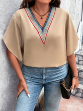 Load image into Gallery viewer, Plus Size V-Neck Flutter Sleeve Blouse