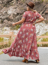 Load image into Gallery viewer, Plus Size Floral Slit Ruffle Hem Dress