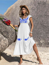 Load image into Gallery viewer, Embroidered Square Neck Ruffle Hem Dress