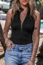 Load image into Gallery viewer, Zip Up Mock Neck Sleeveless Bodysuit