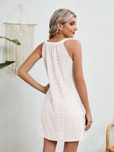 Load image into Gallery viewer, Eyelet Grecian Neck Mini Dress
