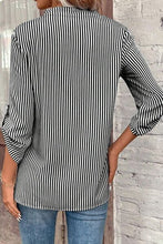 Load image into Gallery viewer, Striped Notched Roll-Tab Sleeve Shirt