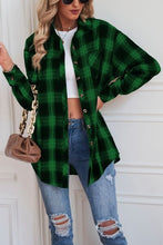 Load image into Gallery viewer, Plaid Button Up Dropped Shoulder Outerwear