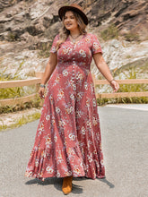 Load image into Gallery viewer, Plus Size Floral Slit Ruffle Hem Dress