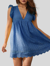Load image into Gallery viewer, Ruffled Eyelet Cap Sleeve Mini Dress