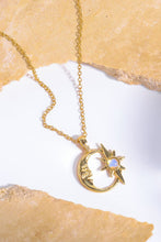 Load image into Gallery viewer, Copper 14K Gold Pleated Moon & Star Shape Pendant Necklace