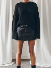 Load image into Gallery viewer, Openwork Round Neck Dropped Shoulder Knit Top