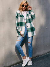 Load image into Gallery viewer, Plaid Dropped Shoulder Hooded Jacket