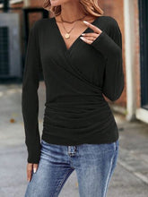 Load image into Gallery viewer, Ruched Surplice Long Sleeve Blouse