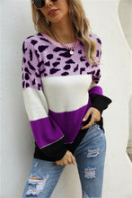 Load image into Gallery viewer, Color Block Round Neck Lantern Sleeve Sweater