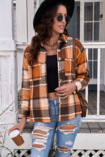 Load image into Gallery viewer, Plaid Pocketed Button Up Jacket