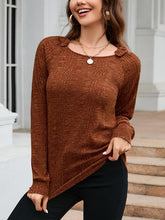 Load image into Gallery viewer, Texture Round Neck Long Sleeve Knit Top