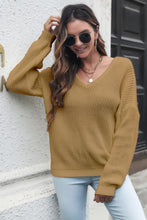 Load image into Gallery viewer, V-Neck Drop Shoulder Sweater