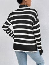 Load image into Gallery viewer, Striped Turtleneck Drop Shoulder Sweater