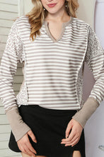 Load image into Gallery viewer, Exposed Seam Striped Notched Blouse