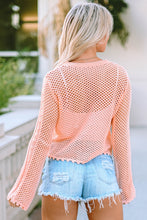 Load image into Gallery viewer, Openwork Round Neck Long Sleeve Knit Top
