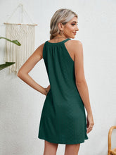 Load image into Gallery viewer, Eyelet Grecian Neck Mini Dress