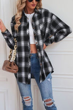 Load image into Gallery viewer, Plaid Button Up Dropped Shoulder Outerwear