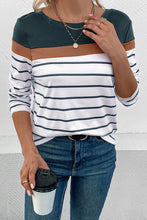 Load image into Gallery viewer, Striped Round Neck Long Sleeve T-Shirt