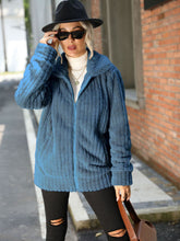 Load image into Gallery viewer, Zip-Up Collared Ribbed Jacket