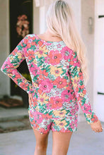 Load image into Gallery viewer, Floral Round Neck Top and Drawstring Shorts Set