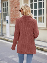 Load image into Gallery viewer, Ribbed Turtleneck Long Sleeve Slit Knit Top