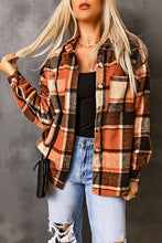 Load image into Gallery viewer, Plaid Pocketed Button Up Jacket
