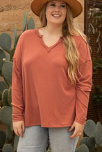 Load image into Gallery viewer, Plus Size Notched Long Sleeve T-Shirt