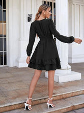 Load image into Gallery viewer, Swiss Dot Surplice Smocked Ruffle Hem Dress