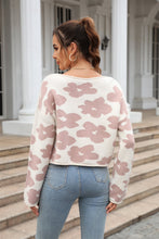 Load image into Gallery viewer, Round Neck Flower Pattern Dropped Shoulder Pullover Sweater