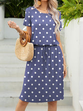 Load image into Gallery viewer, Round Neck Short Sleeve Slit Dress with Pockets