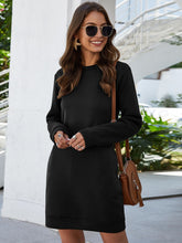 Load image into Gallery viewer, Round Neck Long Sleeve Mini Dress with Pockets