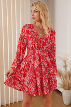 Load image into Gallery viewer, Printed Surplice Balloon Sleeve Layered Dress