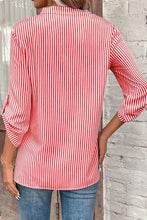 Load image into Gallery viewer, Striped Notched Roll-Tab Sleeve Shirt