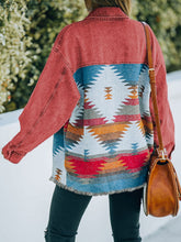 Load image into Gallery viewer, Dropped Shoulder Long Sleeve Printed Denim Jacket