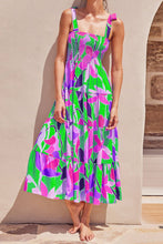 Load image into Gallery viewer, Floral Tie-Shoulder Smocked Midi Dress