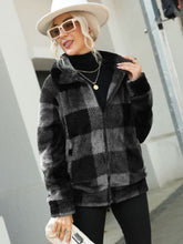 Load image into Gallery viewer, Plaid Zip-Up Collared Jacket