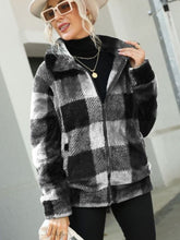 Load image into Gallery viewer, Plaid Zip-Up Collared Jacket