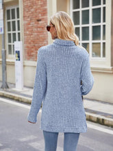 Load image into Gallery viewer, Ribbed Turtleneck Long Sleeve Slit Knit Top