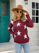 Load image into Gallery viewer, Star Round Neck Dropped Shoulder Sweater