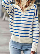 Load image into Gallery viewer, Striped Collared Neck Knit Top