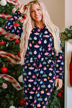 Load image into Gallery viewer, Christmas Lights Print Collared Neck Top and Pants Set
