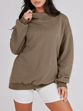 Load image into Gallery viewer, Mock Neck Drop Shoulder Long Sleeve Sweatshirt
