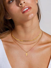 Load image into Gallery viewer, 18K Gold-Plated Three-Layered Cross Necklace
